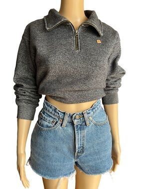 tentree Quarter Zip Fleece Pullover Grey Marled Sweater S/M Sustainable